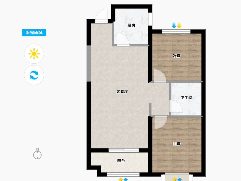 山西省-太原市-华峪南区-60.04-户型库-采光通风