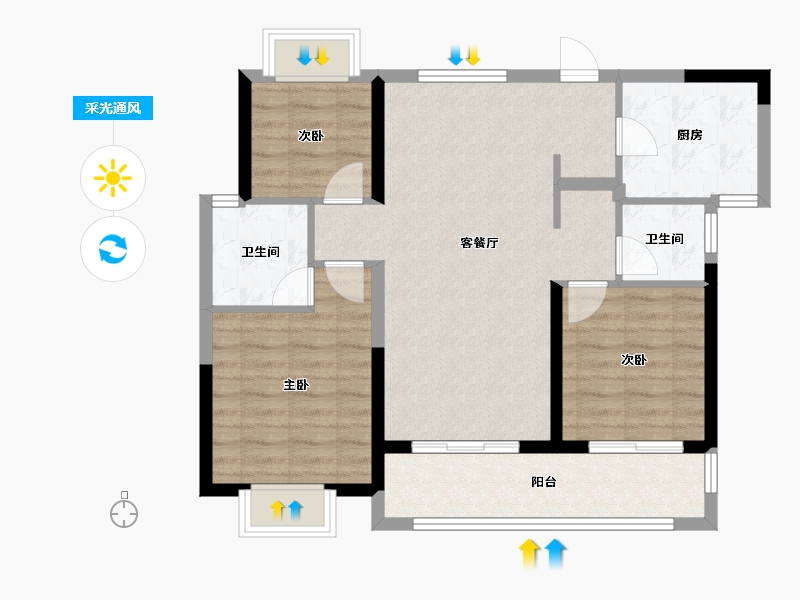 浙江省-绍兴市-HFC华发金融活力城-81.59-户型库-采光通风