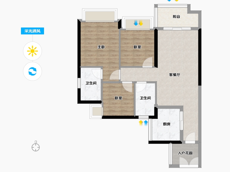 广东省-广州市-万科黄埔新城-75.92-户型库-采光通风