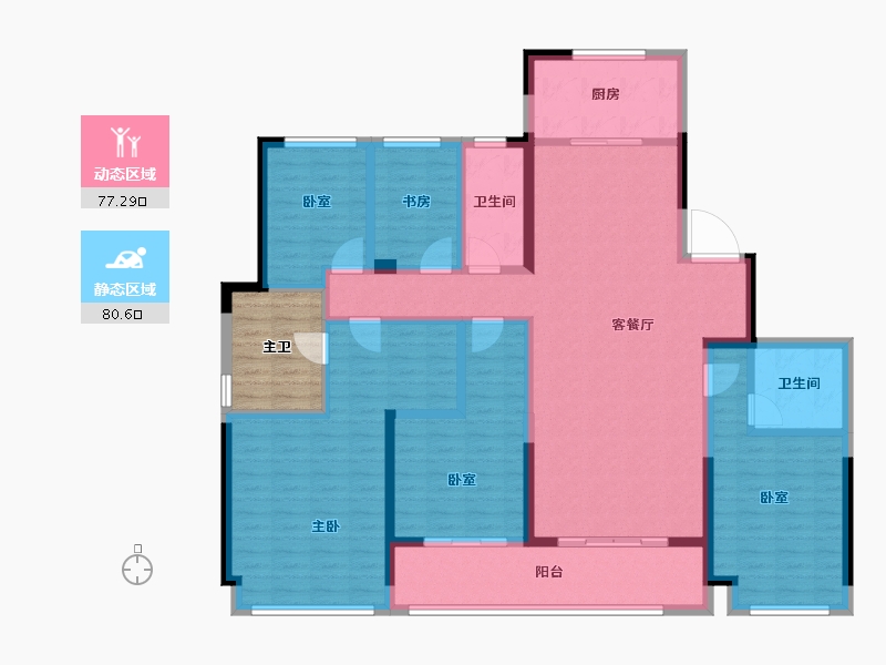 浙江省-杭州市-滨江联合·枫翠云轩-148.55-户型库-动静分区