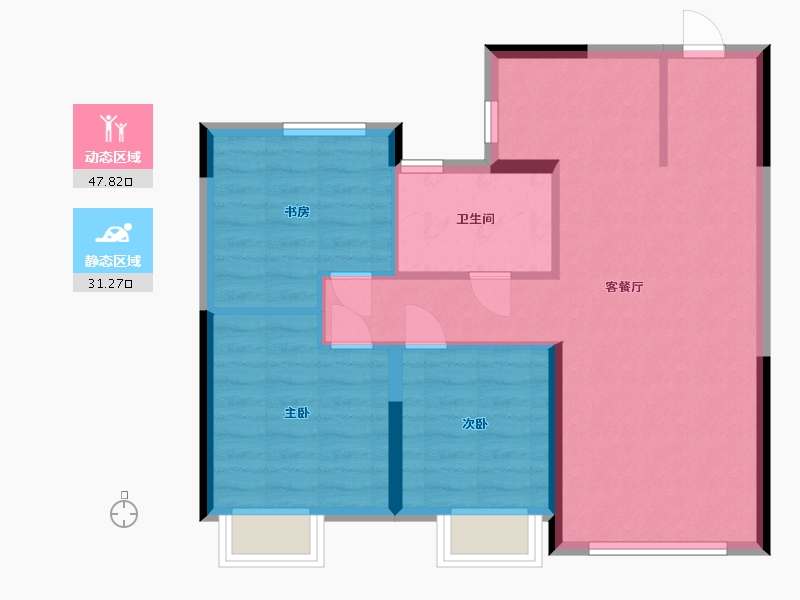 山东省-青岛市-青特金茂·中欧国际城滨江悦-71.20-户型库-动静分区