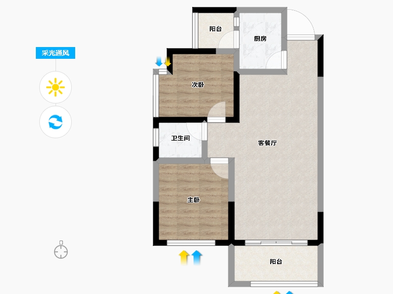 四川省-成都市-置信国色天乡鹭湖宫11区-66.30-户型库-采光通风