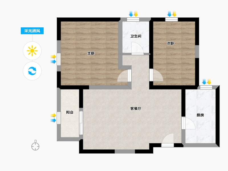 陕西省-咸阳市-林凯城-68.37-户型库-采光通风