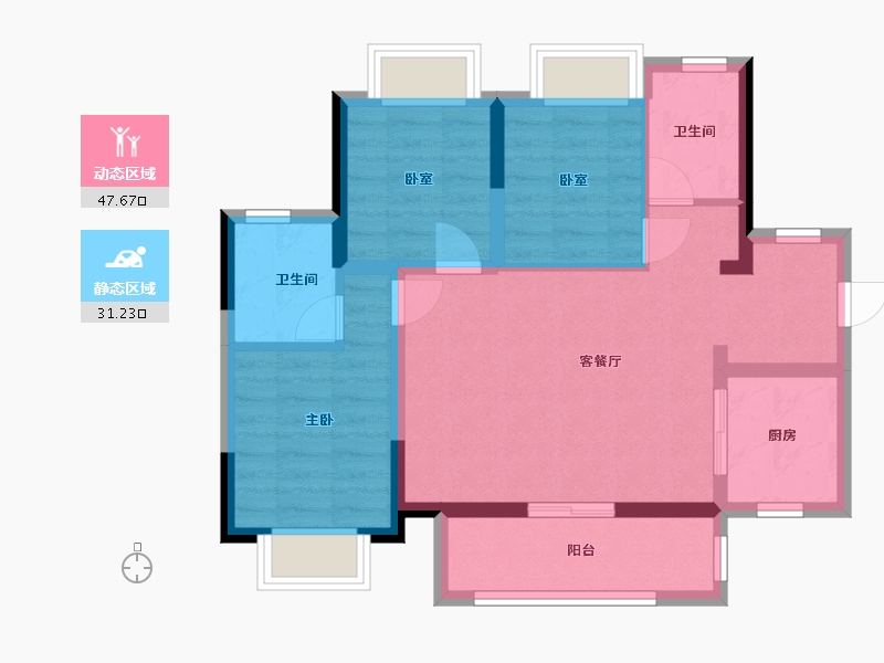 广东省-东莞市-金地名著-69.54-户型库-动静分区