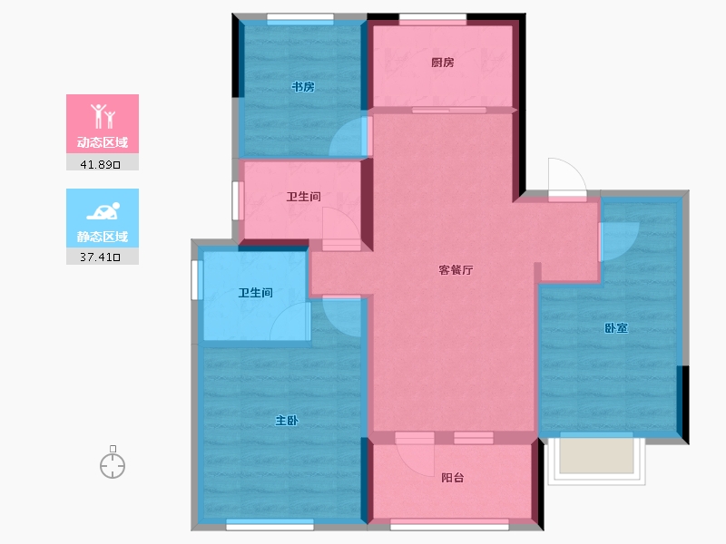 山东省-青岛市-华新园君望公馆-70.31-户型库-动静分区