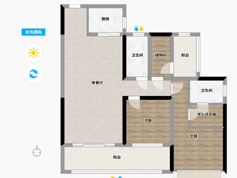 云南省-昆明市-三溪温泉小镇-95.52-户型库-采光通风