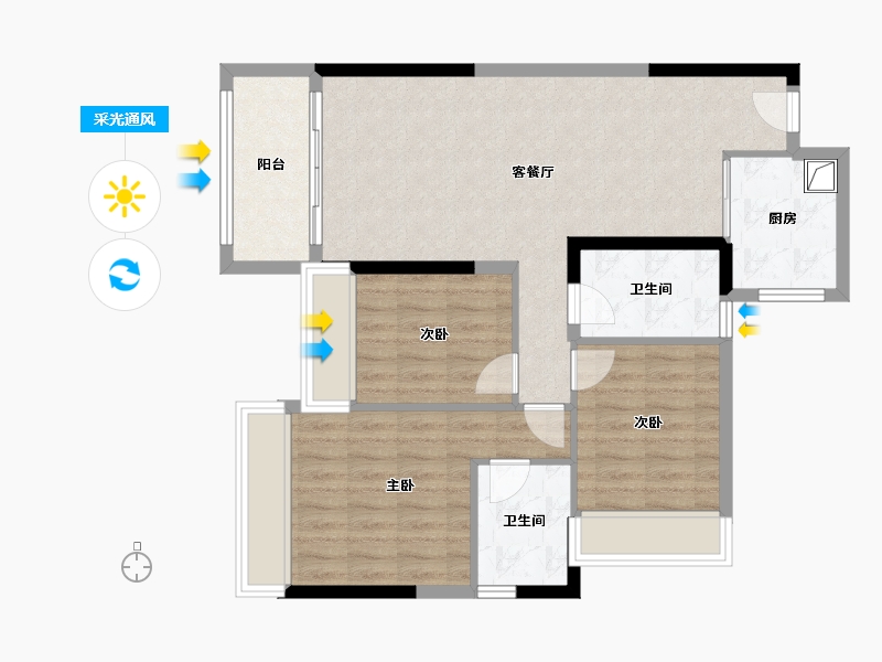 贵州省-贵阳市-四季贵州椿棠府-86.00-户型库-采光通风