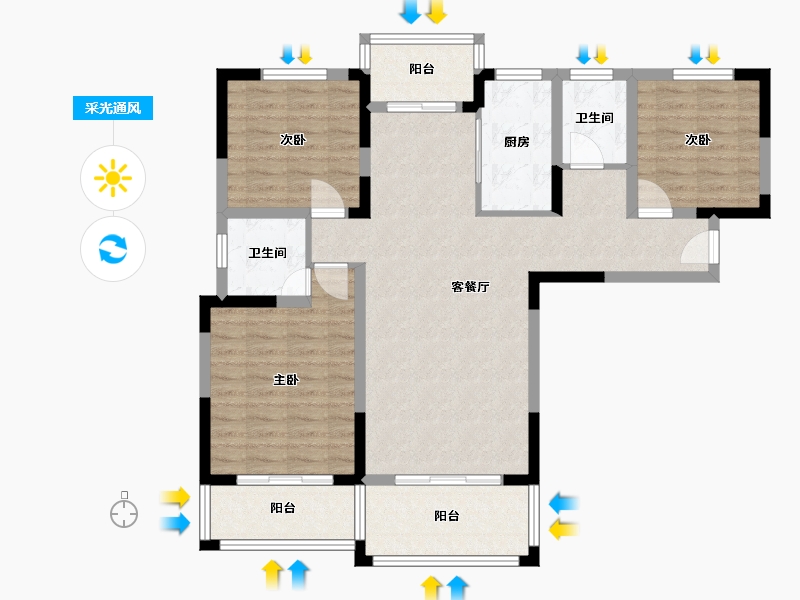 河南省-焦作市-腾飞雅苑-98.30-户型库-采光通风