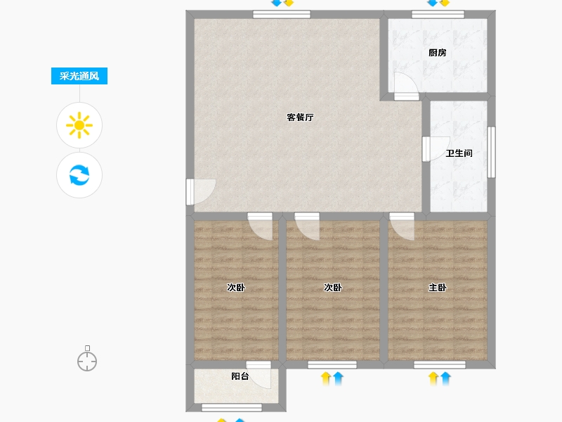 山东省-淄博市-般阳生活区5-16号楼-100.00-户型库-采光通风