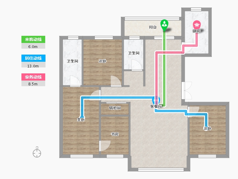 辽宁省-丹东市-和顺家园-104.00-户型库-动静线