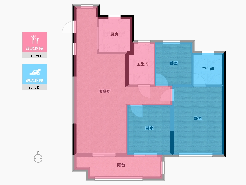 福建省-福州市-保利阅江台-76.00-户型库-动静分区