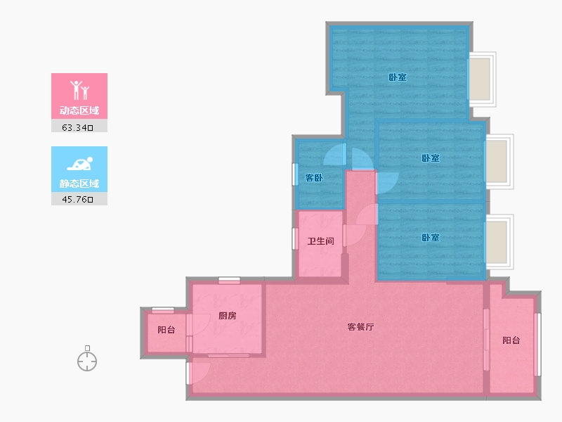 广东省-佛山市-广佛新世界花园洋房-98.58-户型库-动静分区