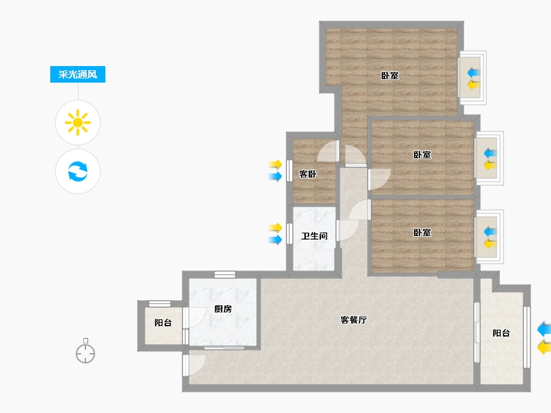 广东省-佛山市-广佛新世界花园洋房-98.58-户型库-采光通风