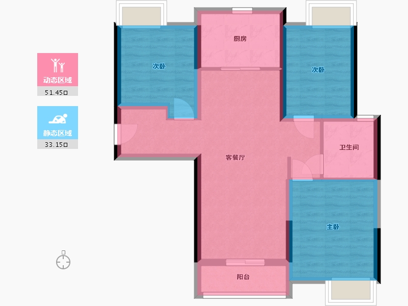 湖北省-武汉市-地铁盛观尚城-86.00-户型库-动静分区