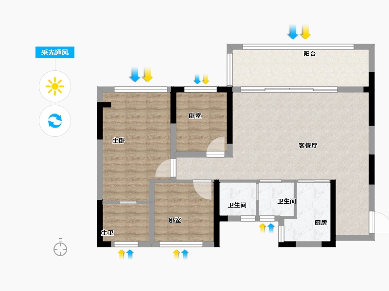 四川省-成都市-首钢璟悦里-90.00-户型库-采光通风