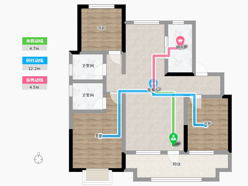 山东省-青岛市-玉兰璟园-88.21-户型库-动静线