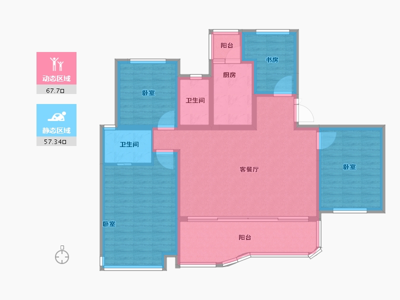 四川省-成都市-空港发展云璟铂樾-111.99-户型库-动静分区