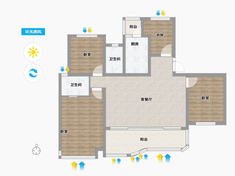 四川省-成都市-空港发展云璟铂樾-111.99-户型库-采光通风