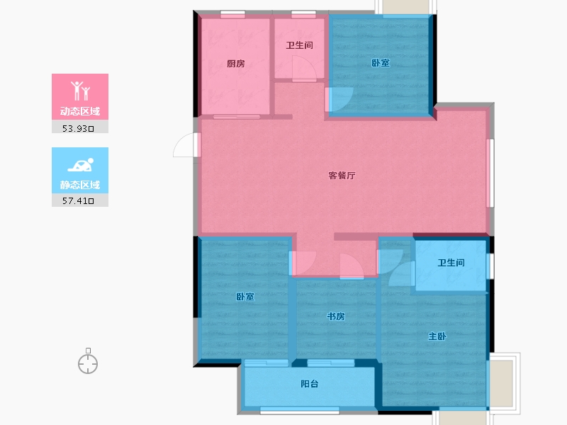 福建省-福州市-鲁能公馆三期-100.01-户型库-动静分区