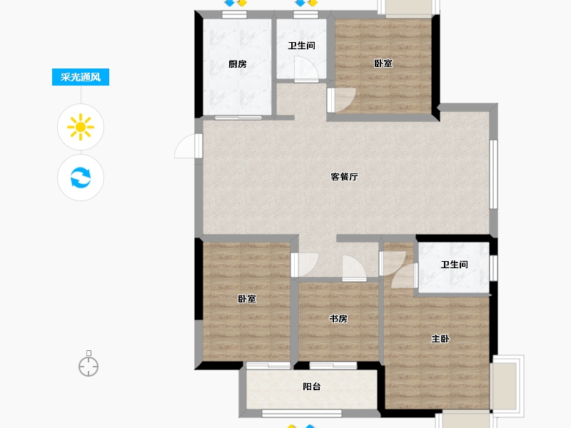 福建省-福州市-鲁能公馆三期-100.01-户型库-采光通风