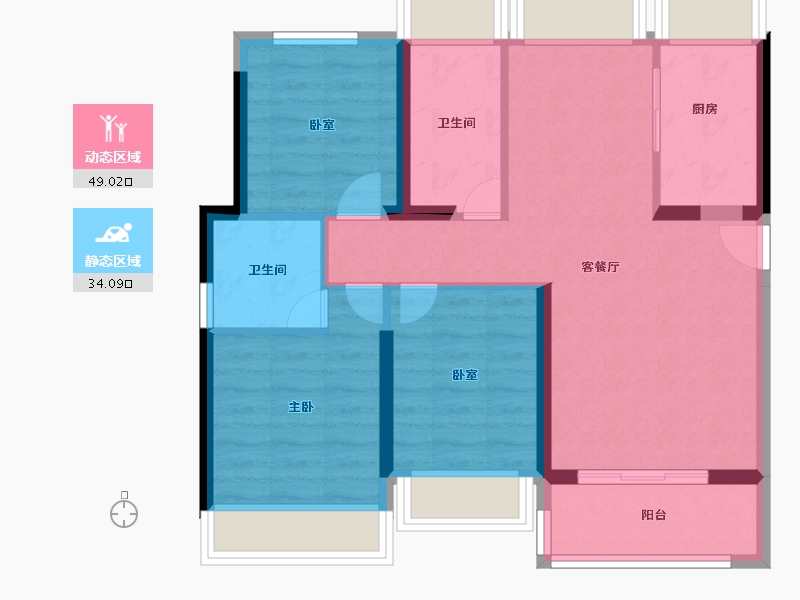 广东省-惠州市-德威花园-73.96-户型库-动静分区