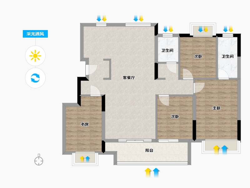 江西省-九江市-融创匡庐别院-111.96-户型库-采光通风