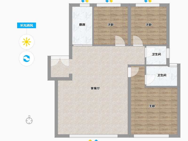 陕西省-西安市-西安保利天悦-95.00-户型库-采光通风