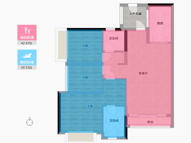 广东省-广州市-龙湖天著-74.40-户型库-动静分区