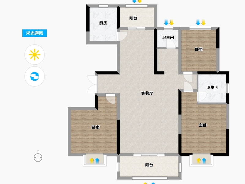 河南省-三门峡市-灵宝·阳光城-123.32-户型库-采光通风