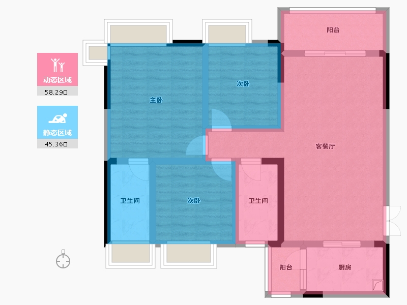 贵州省-遵义市-学府新苑-99.62-户型库-动静分区