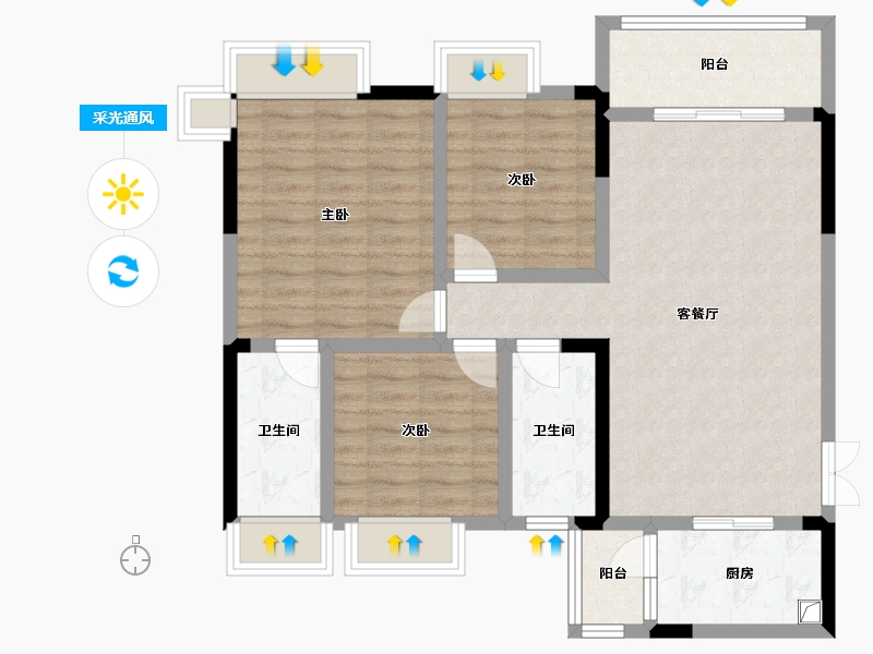 贵州省-遵义市-学府新苑-99.62-户型库-采光通风