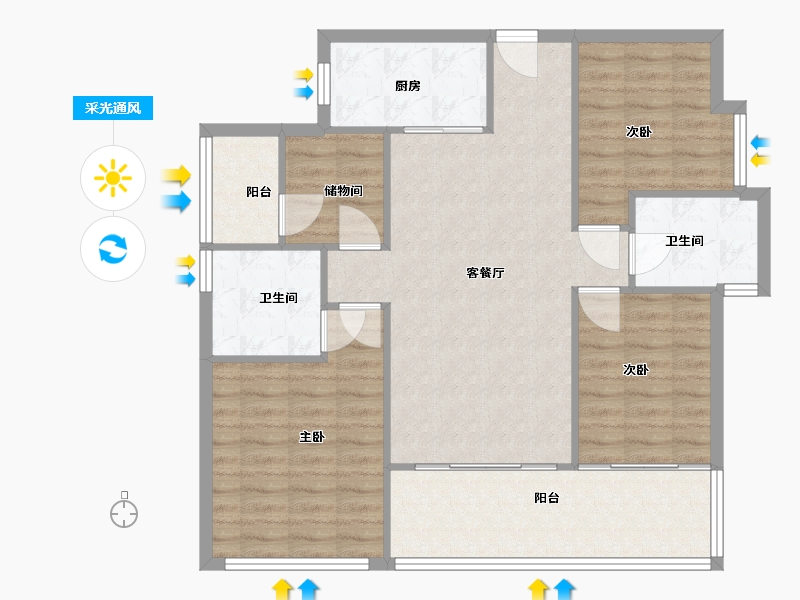 广东省-广州市-越秀瑞麓府-98.42-户型库-采光通风