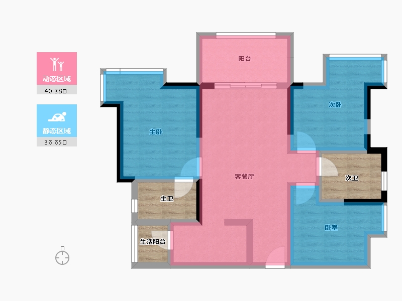 四川省-成都市-置信国色天乡鹭湖宫11区-78.53-户型库-动静分区