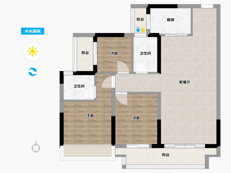 广西壮族自治区-贵港市-中梁国宾首府-82.55-户型库-采光通风