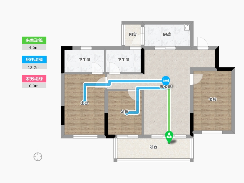 重庆-重庆市-滨江春城-75.43-户型库-动静线