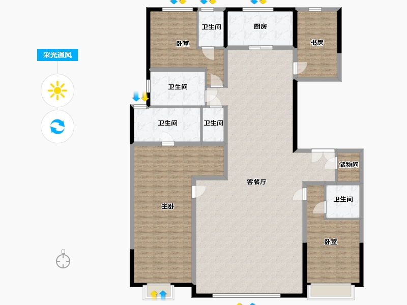 青海省-西宁市-中海·开元壹号丨紫宸-208.32-户型库-采光通风