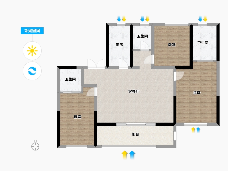 陕西省-宝鸡市-清山栖里-110.40-户型库-采光通风