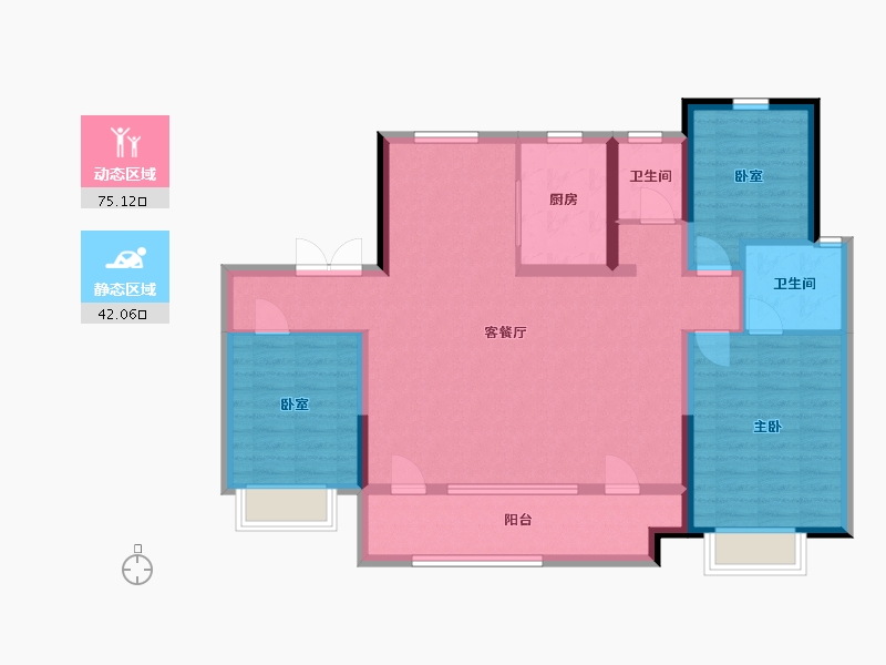 山东省-青岛市-北岸·绿茵城-105.27-户型库-动静分区