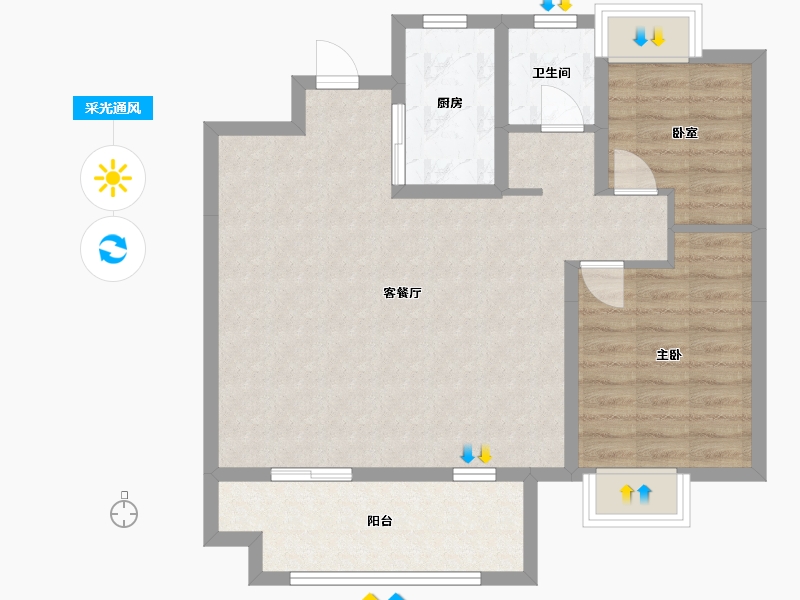 安徽省-淮南市-北京城房北大学府-78.40-户型库-采光通风