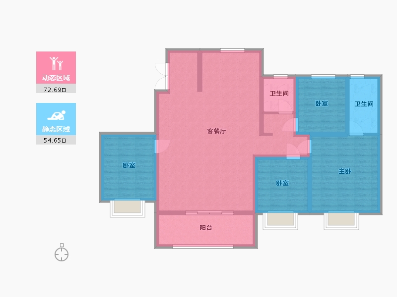 广东省-佛山市-三龙湾保利和颂-114.40-户型库-动静分区