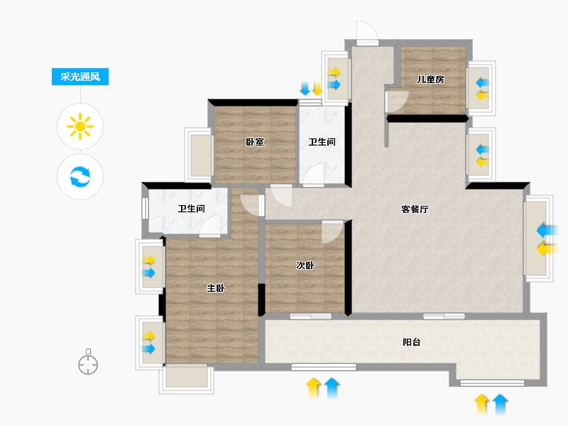 广东省-东莞市-华润置地松湖润府-114.39-户型库-采光通风