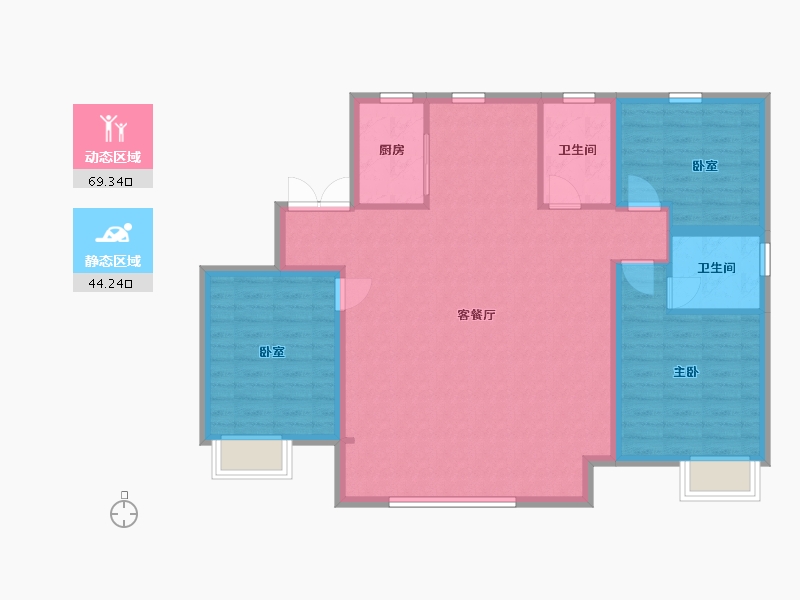 河北省-保定市-嘉禾·复兴公馆-103.58-户型库-动静分区