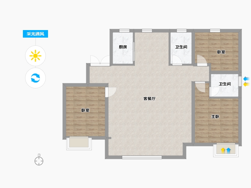 河北省-保定市-嘉禾·复兴公馆-103.58-户型库-采光通风