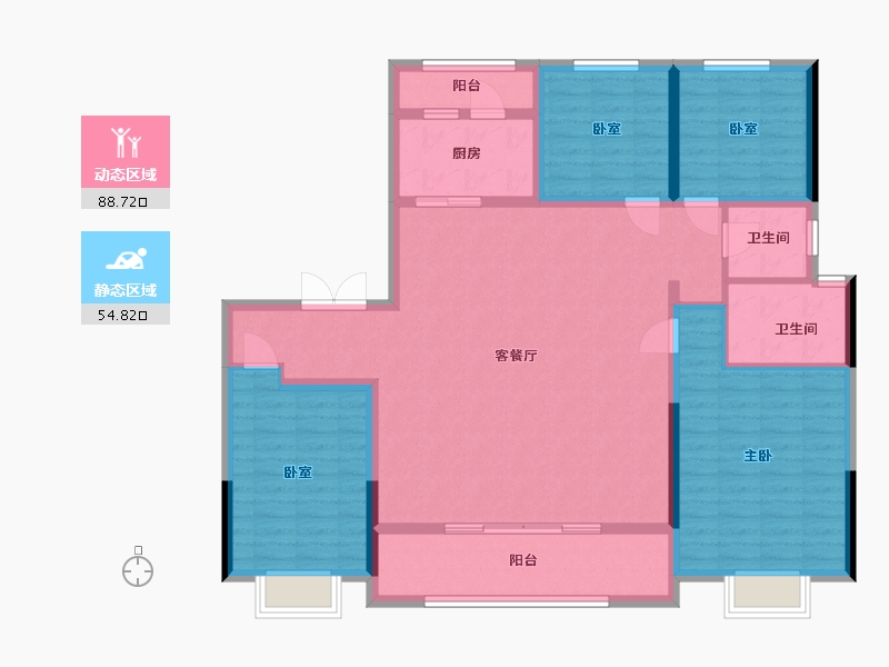 陕西省-西安市-龙记·观湖-129.54-户型库-动静分区