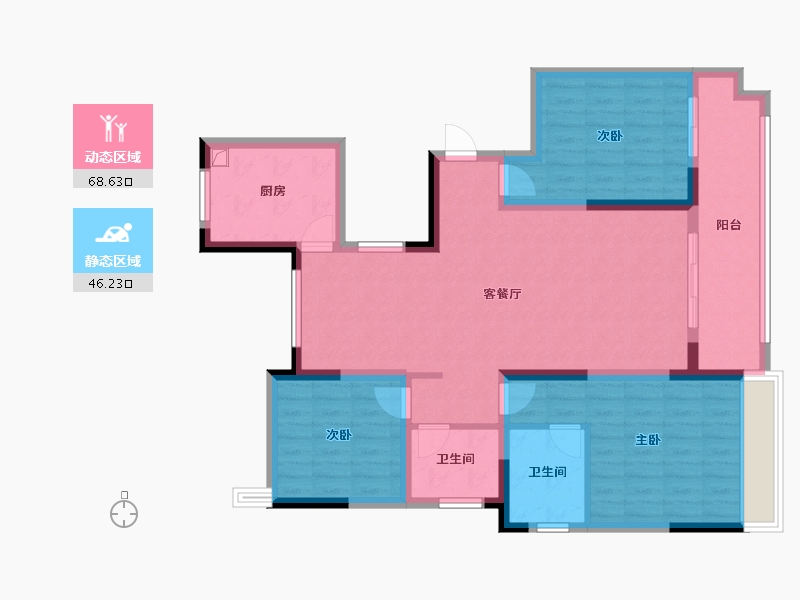 河南省-南阳市-金水兰庭-102.40-户型库-动静分区