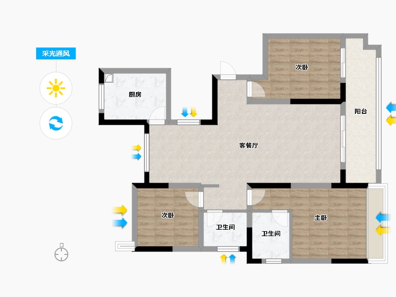 河南省-南阳市-金水兰庭-102.40-户型库-采光通风