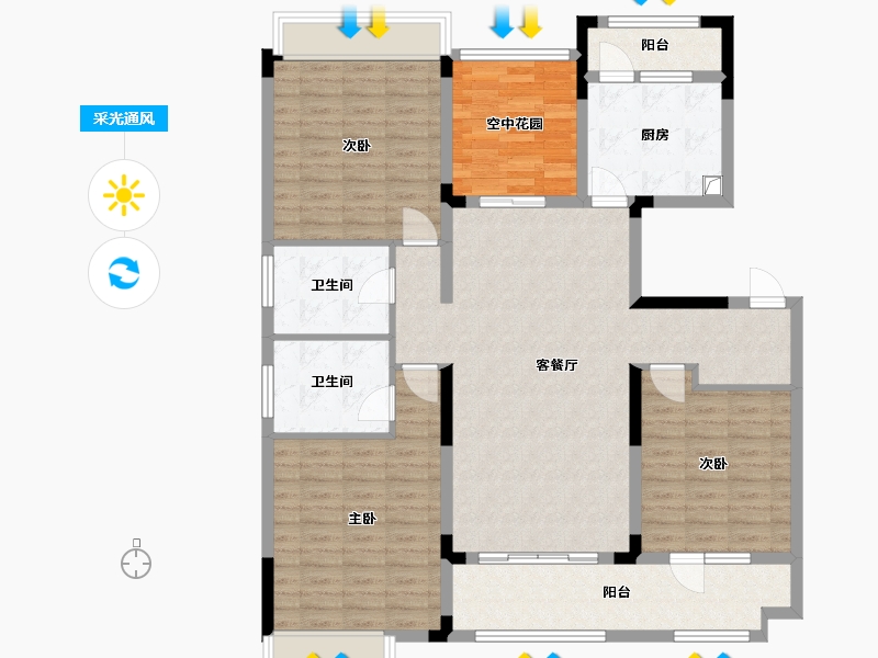 江苏省-苏州市-九龙仓碧堤半岛-130.00-户型库-采光通风