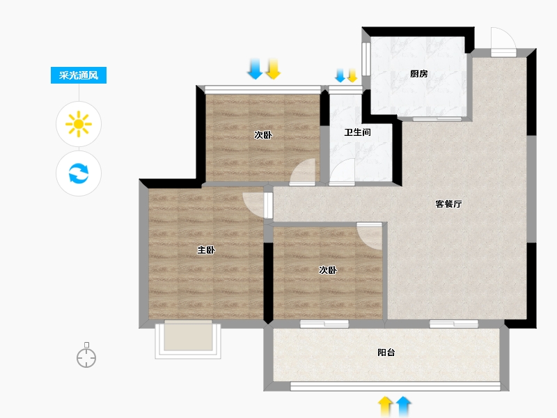 安徽省-合肥市-鼎建璟阳里-72.00-户型库-采光通风