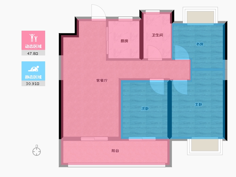 浙江省-杭州市-祥生江山云樾府-70.00-户型库-动静分区