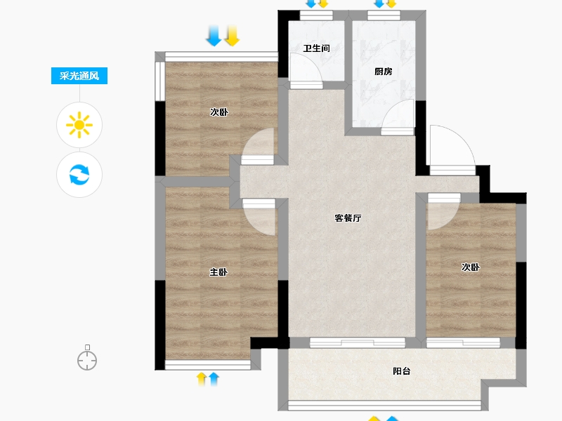 安徽省-合肥市-文一未来轩-58.28-户型库-采光通风